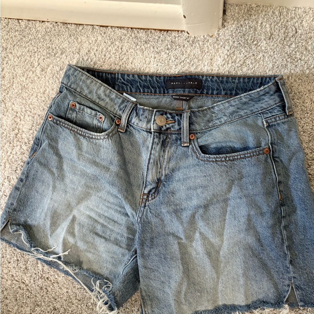 Aeropostale Medium Wash Baggy Jean Shorts
